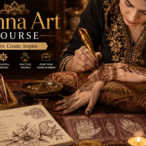 Professional henna artist creating elegant hand designs during a Henna Art Course training session