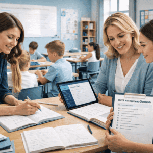 HLTA certification course showing teaching assistants supporting classroom learning and professional portfolio preparation