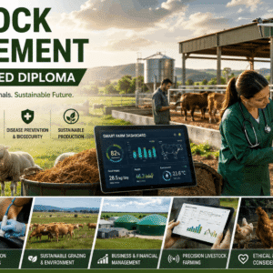 Livestock Management Diploma training with farm animals, feeding systems, and animal care practices