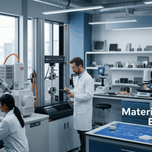 Engineers analysing advanced materials in a laboratory for Materials Science Engineering studies