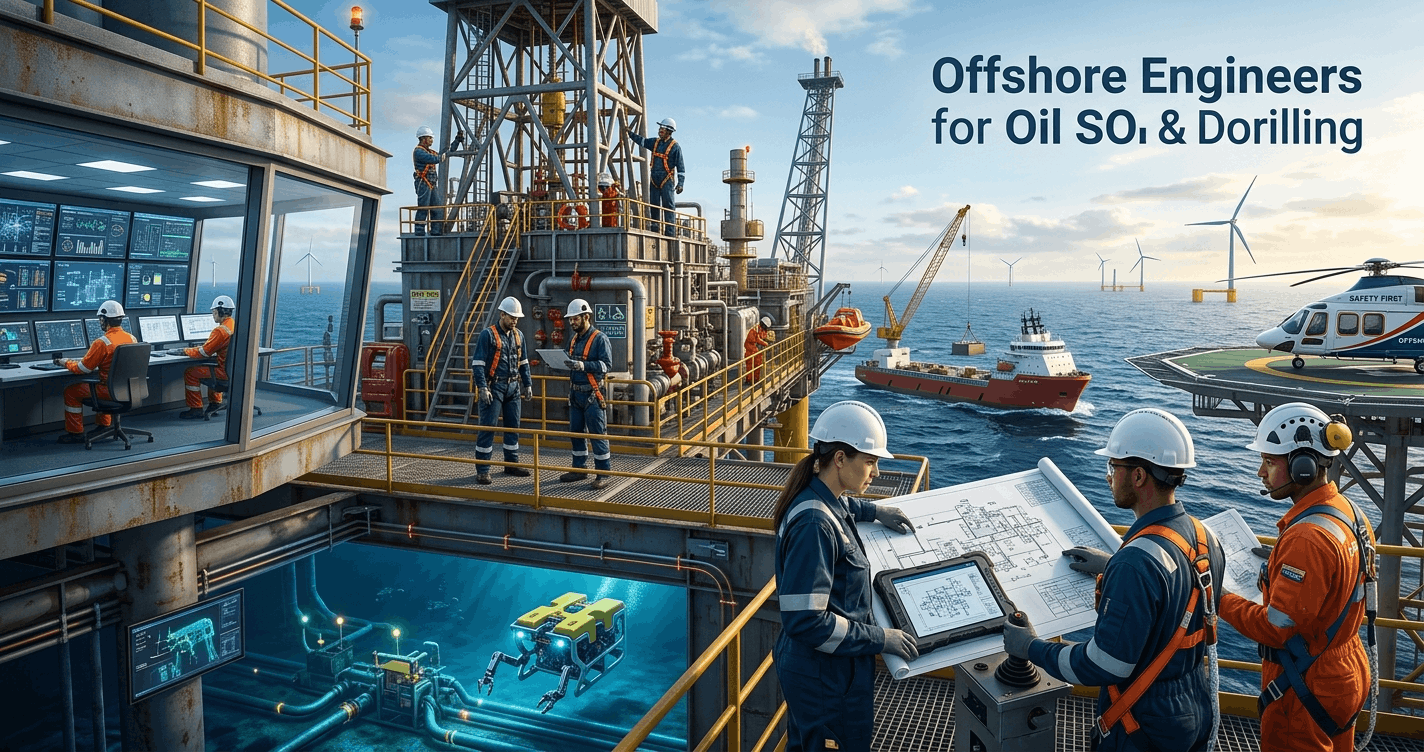 Offshore Engineering Diploma students studying offshore platforms, marine systems, and engineering operations