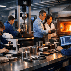 Laboratory scene showing metals testing for a physical metallurgy diploma