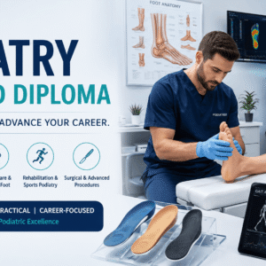 Podiatry Advanced Diploma student assessing foot health in a modern clinical setting