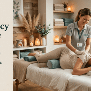 Professional therapist providing prenatal care during Pregnancy Massage Diploma training