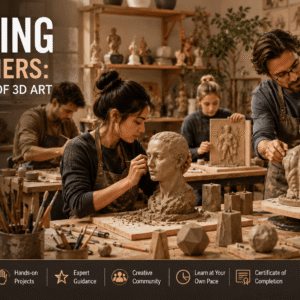 Student creating clay artwork in a Sculpting for Beginners 3D art studio environment