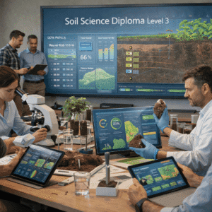 Professional soil science diploma Level 3 training showing soil testing, land management and agricultural research