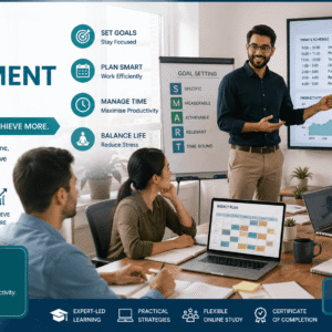 Professional planning tasks and productivity tools featured in a time management diploma course setting