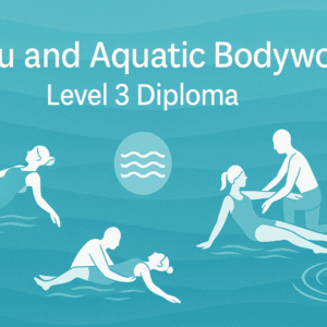 Watsu and Aquatic Bodywork Level 3 Diploma banner showing water therapy, floating techniques, and aquatic bodywork visuals.