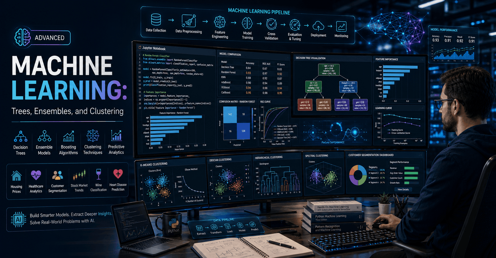 Data scientist building Advanced Machine Learning models with decision trees, XGBoost, clustering and Python dashboards.