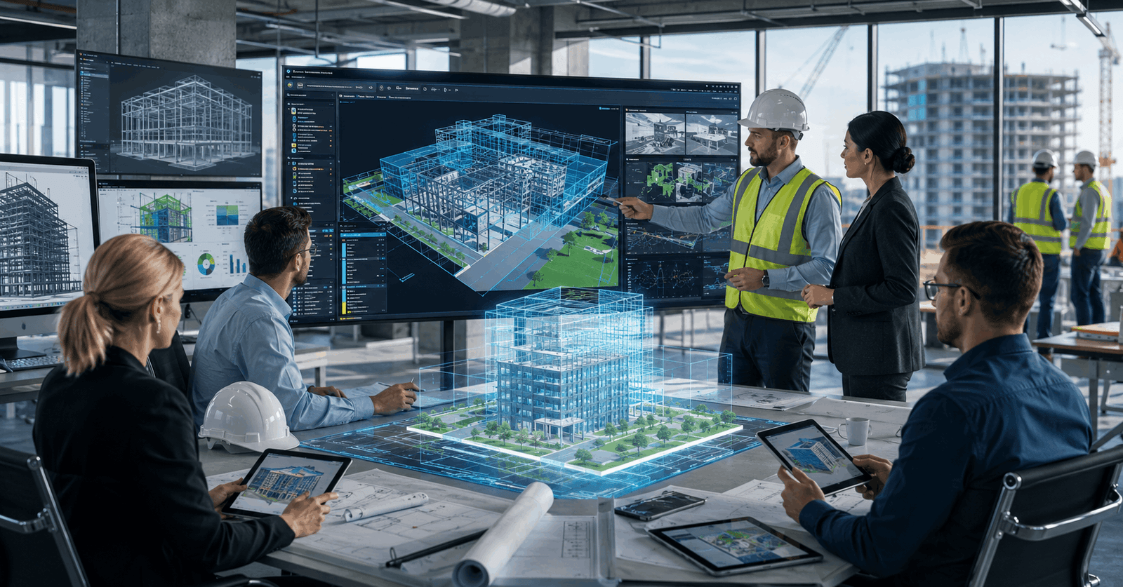 Building Information Modeling professionals using 3D digital construction models and BIM project collaboration tools.