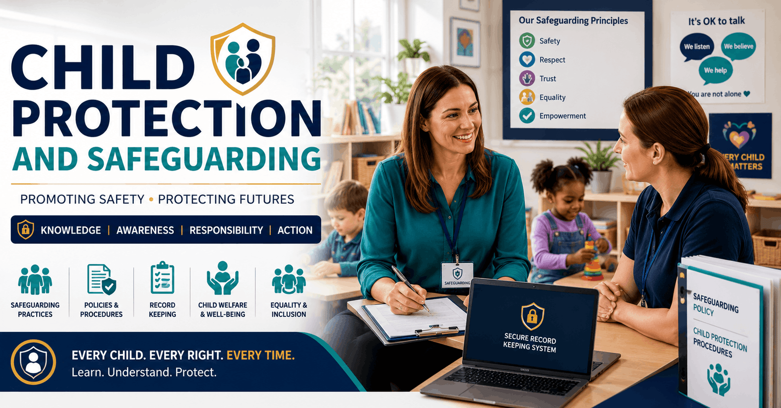 Professional safeguarding practitioner supporting child protection and safeguarding practices in a childcare setting