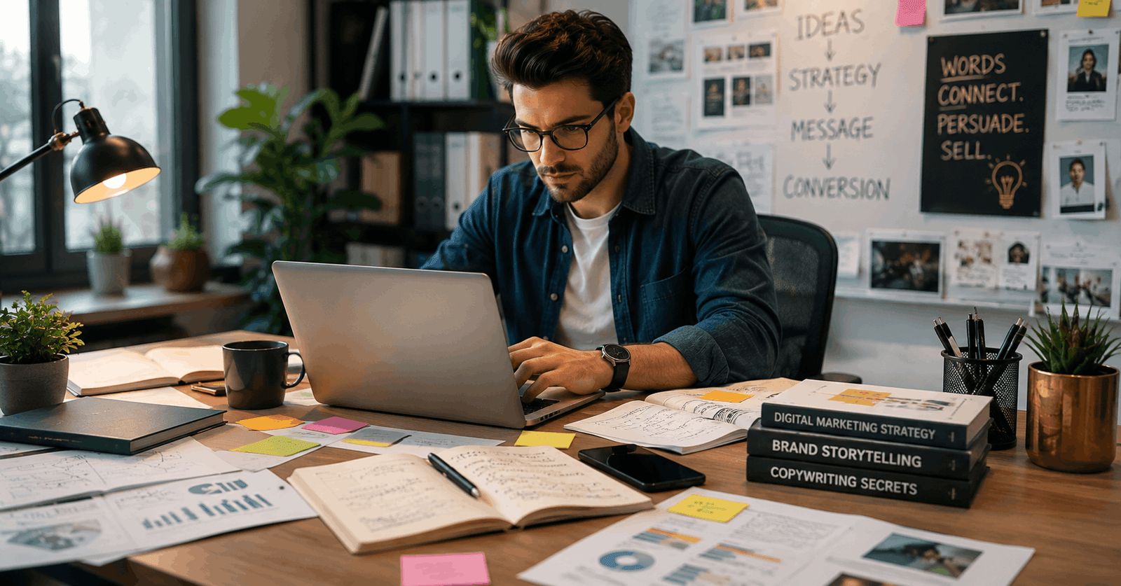 Copywriting Course showing a professional copywriter creating persuasive marketing content