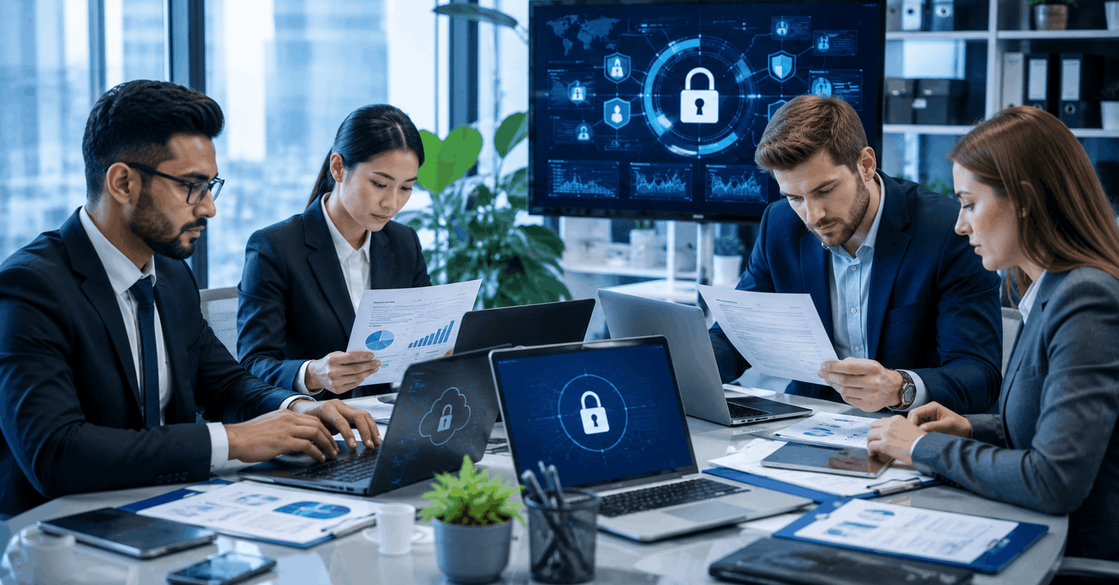Professional compliance specialist reviewing privacy policies during Data Protection Training