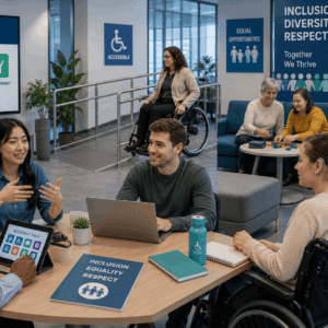 Inclusive workplace and support professionals participating in Disability Awareness Course training