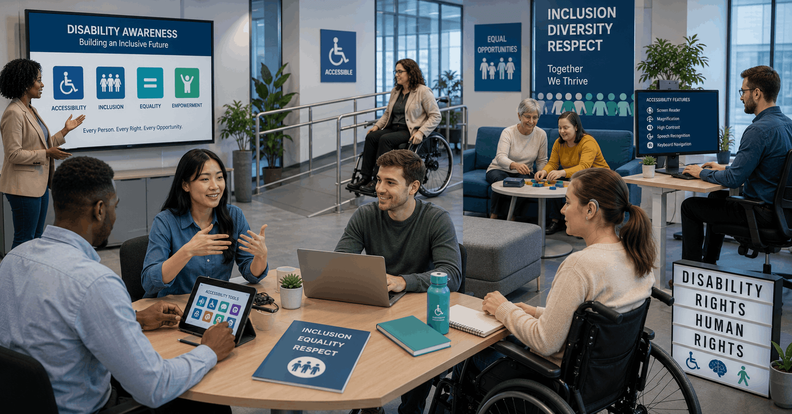 Inclusive workplace and support professionals participating in Disability Awareness Course training
