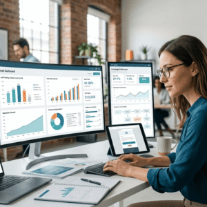 Email Marketing Course showing campaign analytics, email automation, customer engagement, and marketing performance