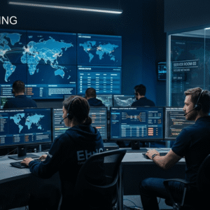 Ethical Hacking Course showing cybersecurity analyst using penetration testing and network security tools