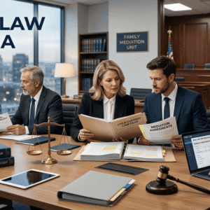 Professional legal learning environment featuring Family Law Diploma topics including child custody and family legal matters
