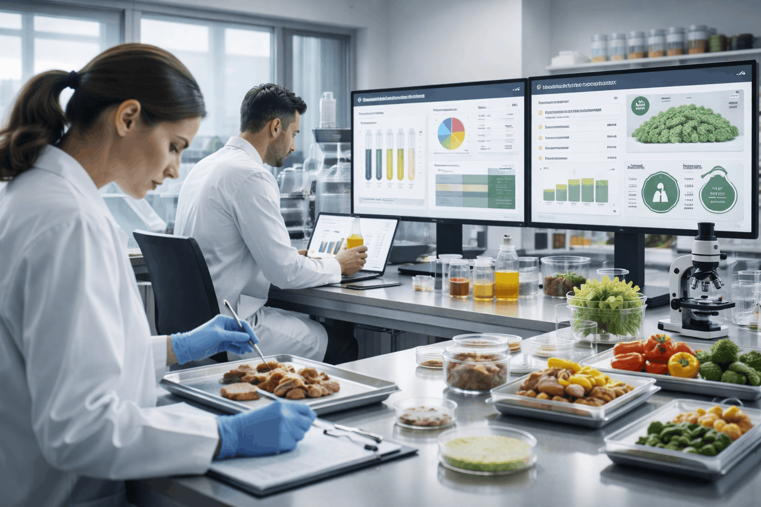 Modern food technology laboratory showing food processing, quality testing, and safety analysis for food technology diploma training
