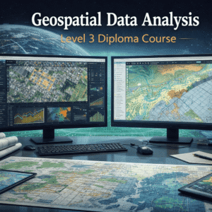 Geospatial data analysis showing GIS maps, spatial data layers, satellite imagery, and analytical visualisations