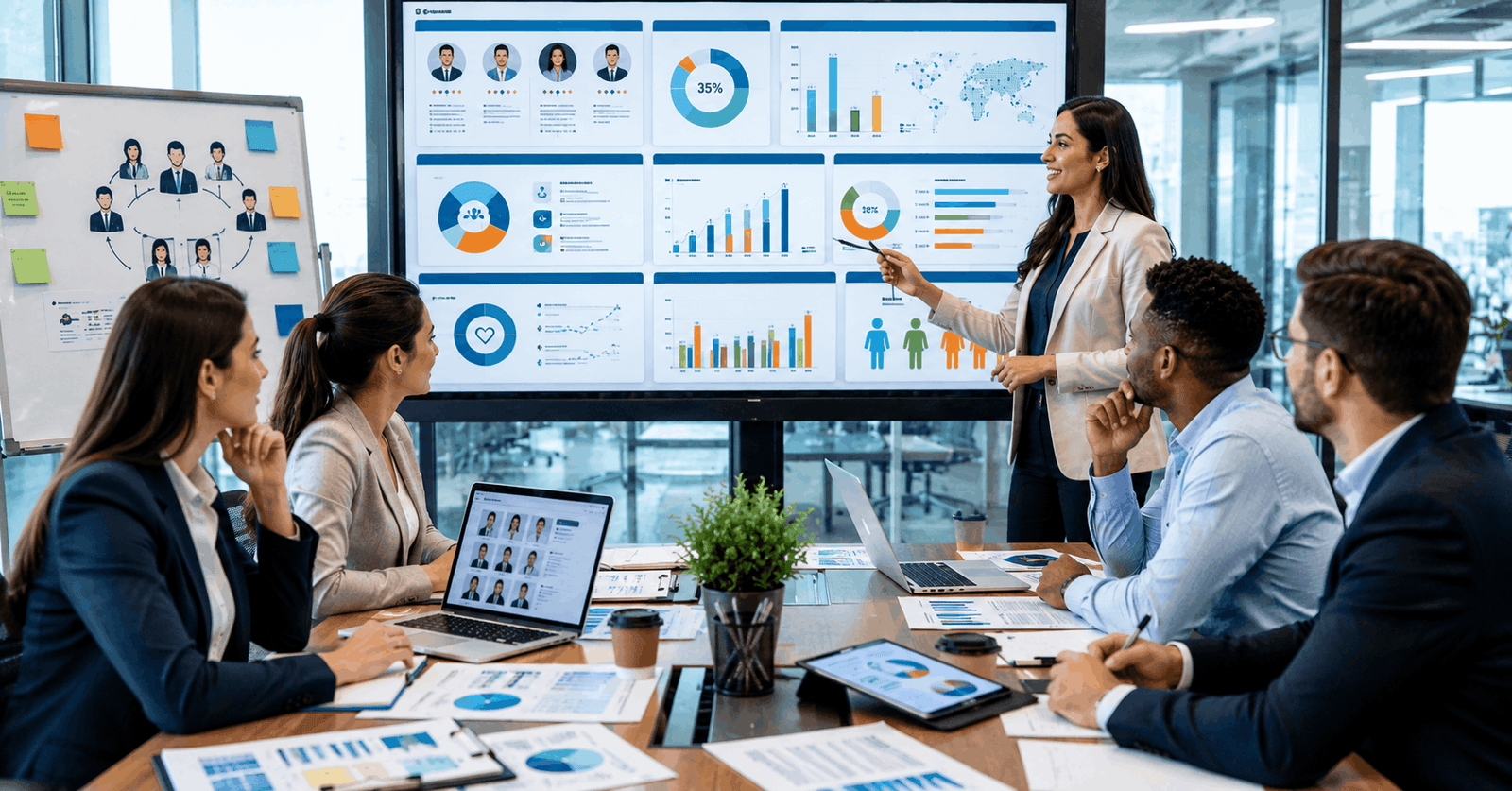 HR professionals managing recruitment, employee development, and performance in a Human Resource Management course