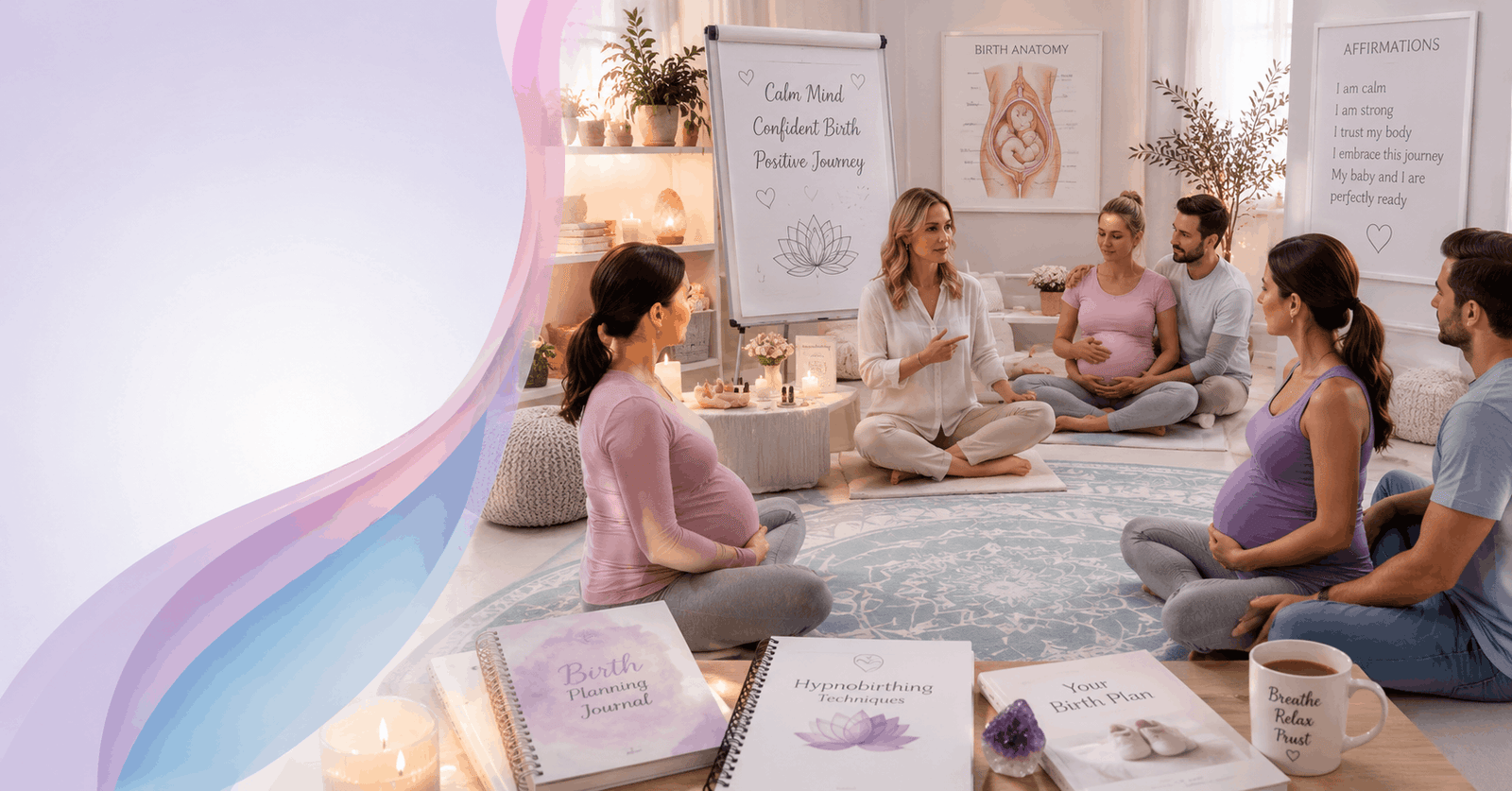 Professional Hypnobirthing Diploma learning environment focused on relaxation, pregnancy support, and childbirth preparation