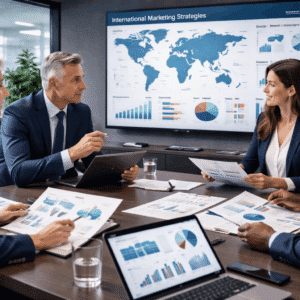 International Marketing Strategies training showing global market analysis, competition mapping, and strategic planning