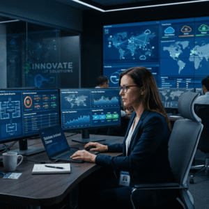 IT professional designing enterprise systems and cloud infrastructure in an IT Solutions Architect environment