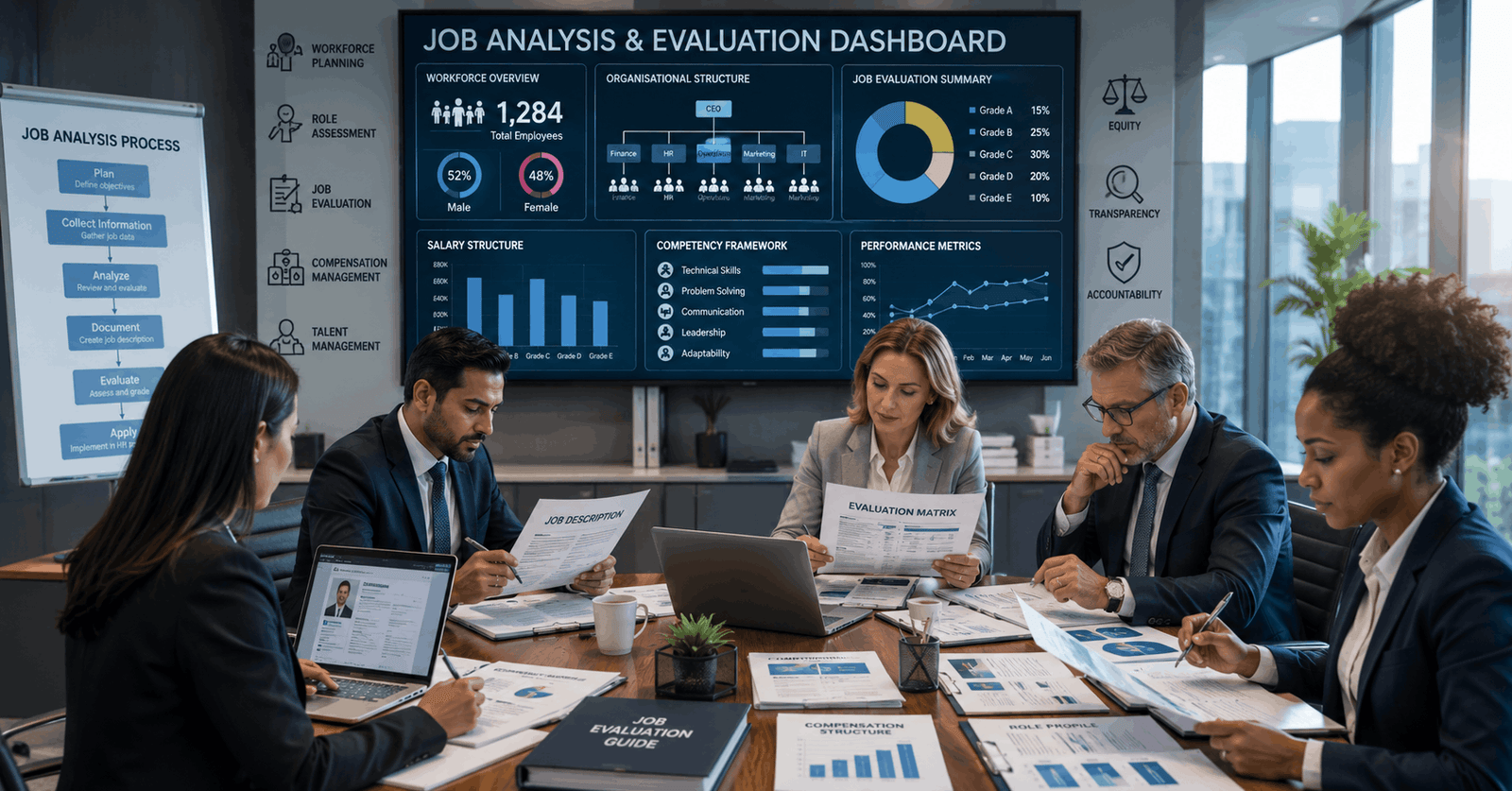 HR professionals conducting workforce assessment and role evaluation in a Job Analysis Course environment