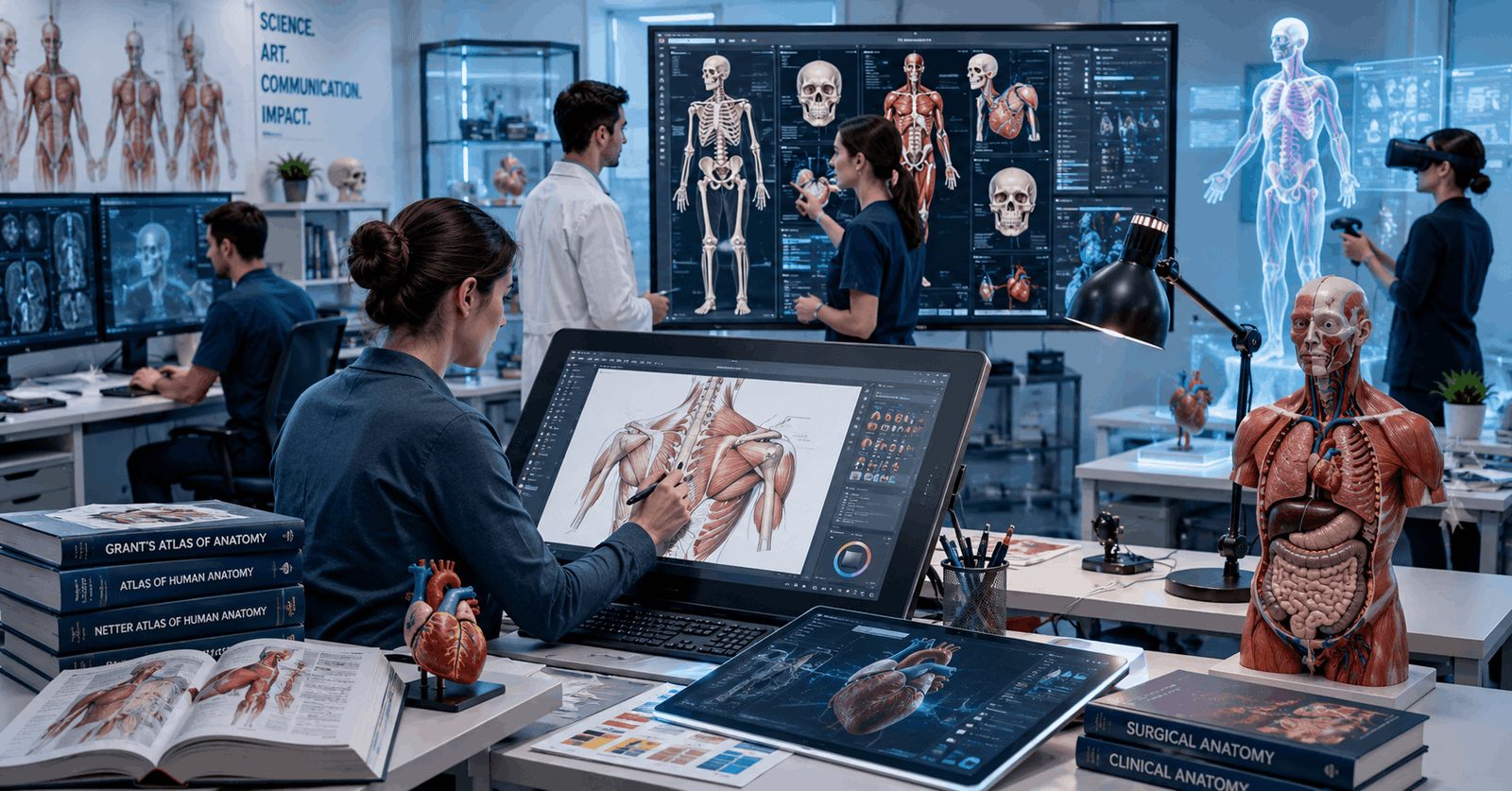 Medical Illustration Course featuring digital anatomy artwork, 3D models and scientific visualisation tools