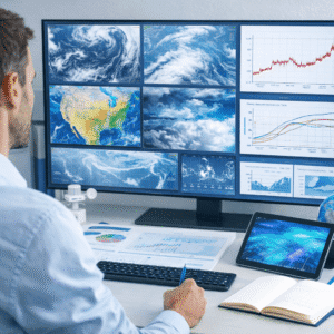 Meteorology training course showing weather maps, clouds and climate analysis