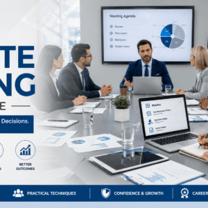 Professional minute taking course showing a meeting secretary recording accurate meeting minutes