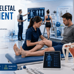 Musculoskeletal Assessment Course showing healthcare professional performing joint and mobility assessment
