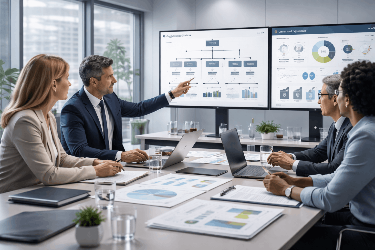 Business strategy workshop showing organisational design strategy, structures, control systems, and leadership planning