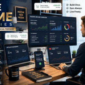 Passive Income Strategies course showing multiple online income streams, investments, and digital business growth