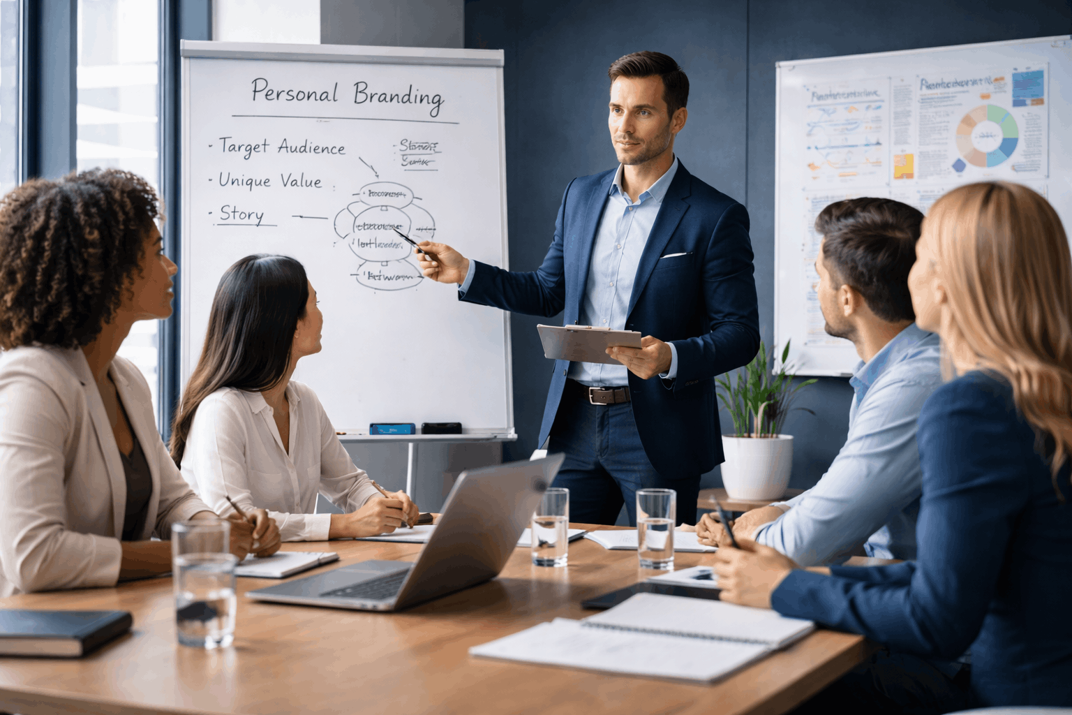 Professional training session focused on personal branding skills, communication, positioning, and networking