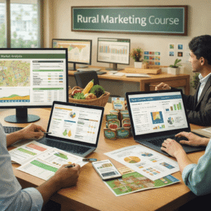 Marketing team planning campaigns for rural markets in a Rural Marketing Course training setting