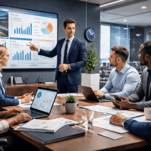 Sport management course showing professionals managing sports clubs, teams, and operations in a modern sporting environment