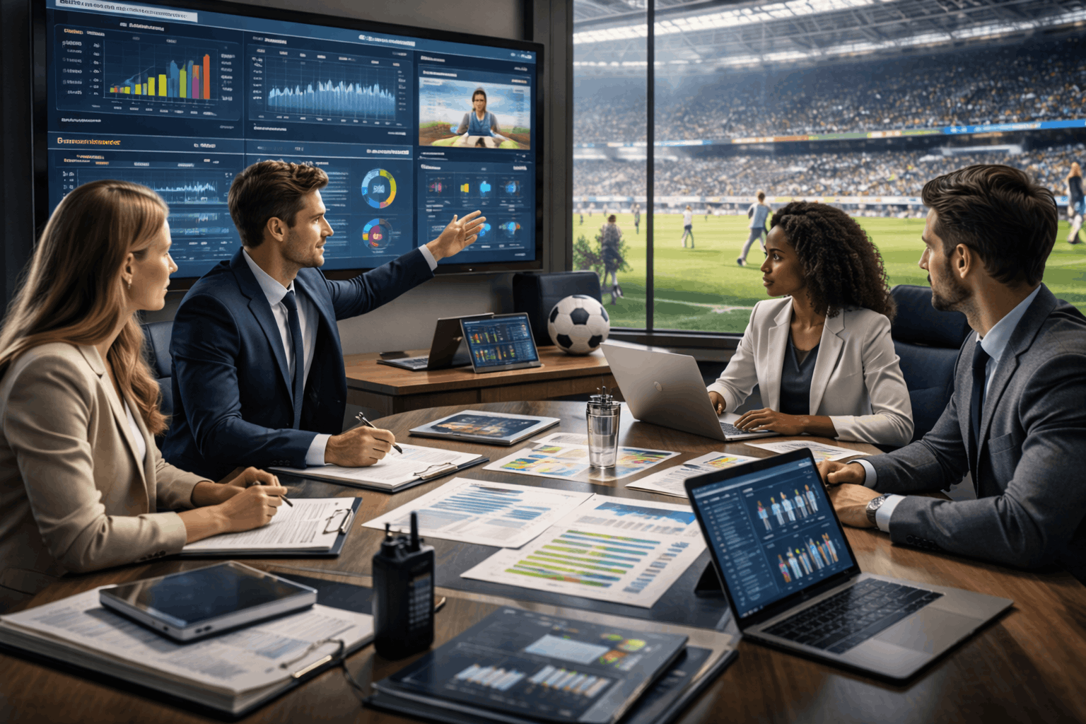 Sports Management Diploma Level 8 showcasing sports leadership, event management, analytics, finance, and global sports governance