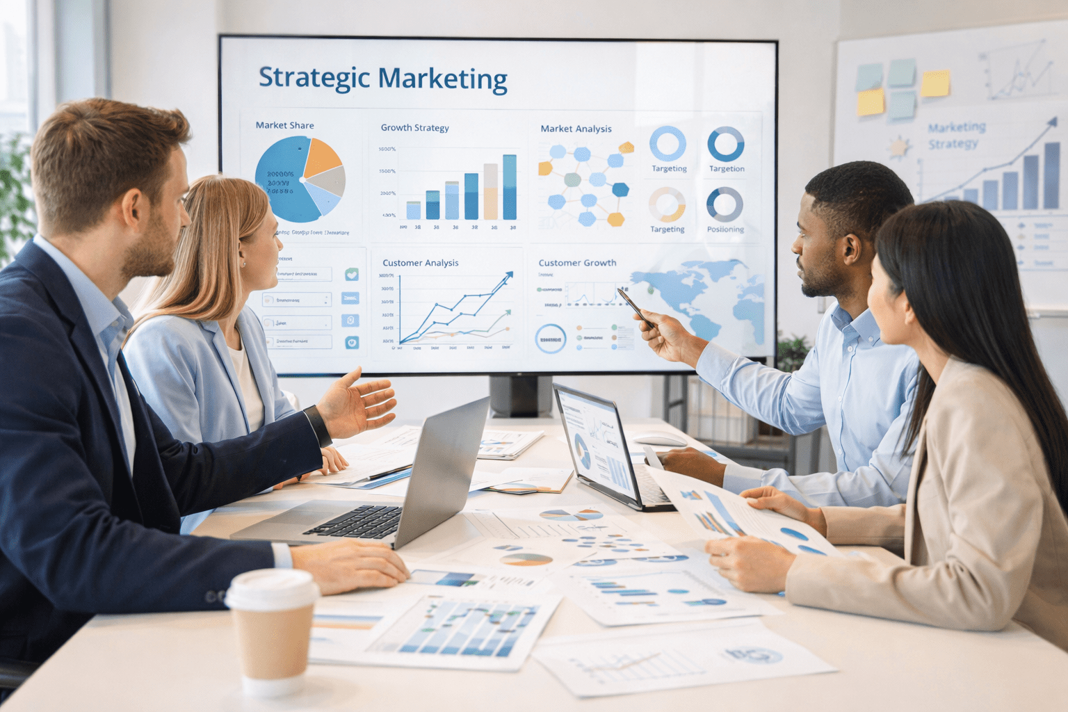 Strategic Marketing Course showing professionals analysing business and marketing growth data