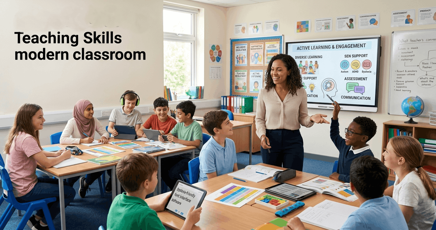 Teaching Skills Course showing a teacher engaging students in an inclusive and supportive learning environment