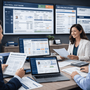 UK payroll management course showing HR planning, payroll calculations, HMRC compliance, PAYE systems, and employee records