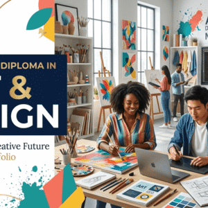 Access to HE Art Design diploma banner showing creative design, drawing and digital art concepts