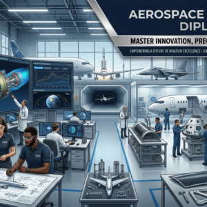 Aerospace Engineering Diploma learners analysing aircraft designs, spacecraft systems, and flight simulation technology