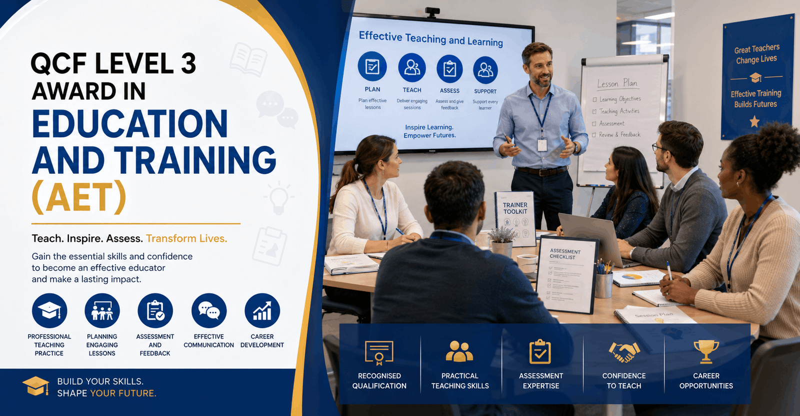 Learners developing teaching skills in AET Course for education and training careers in professional learning settings