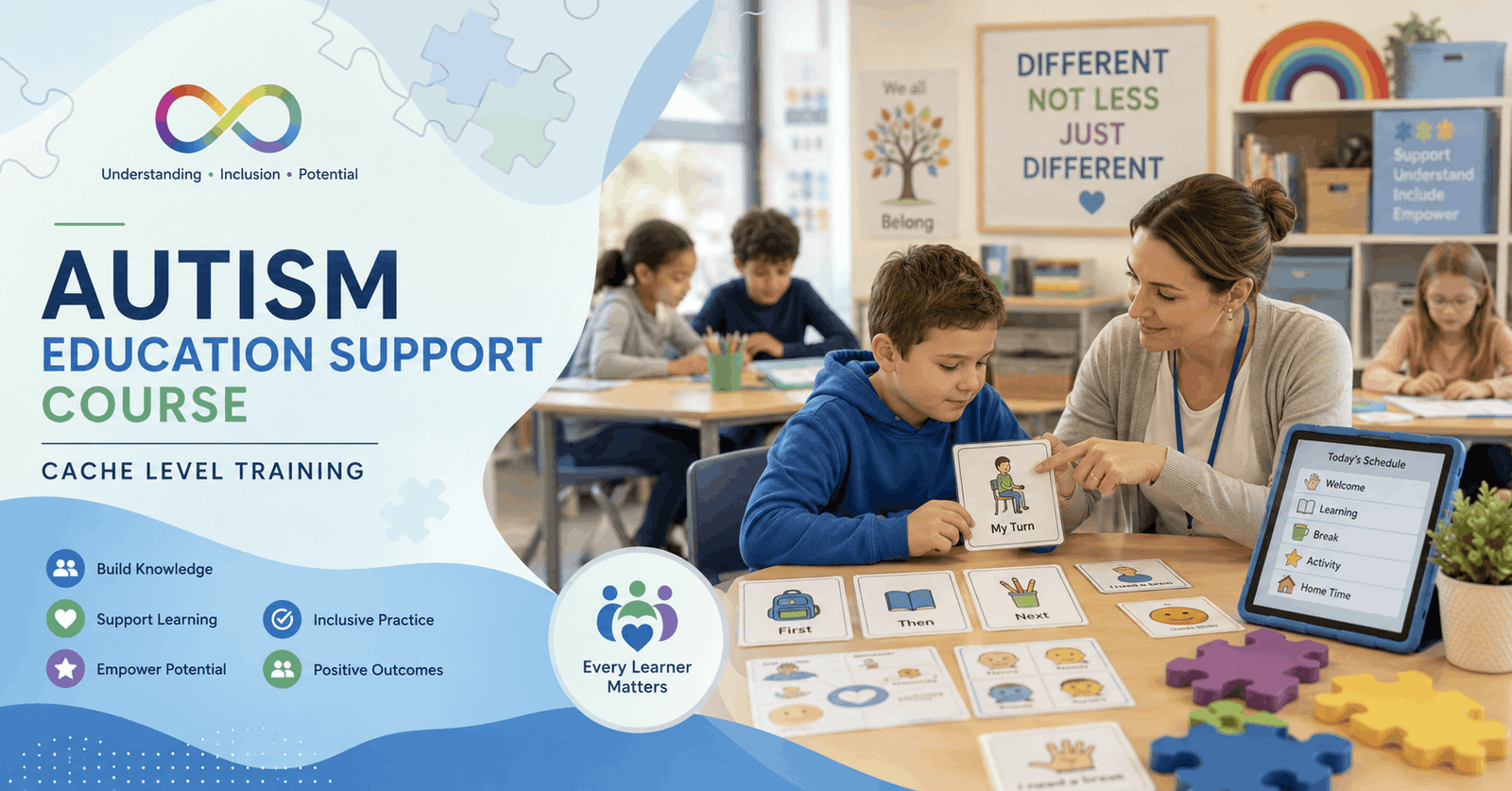 Inclusive classroom showing Autism Education Support strategies for learners with autism in educational settings
