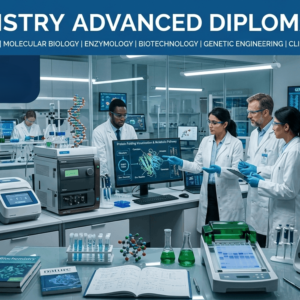 Scientists conducting molecular research and laboratory analysis in a Biochemistry Advanced Diploma learning environment