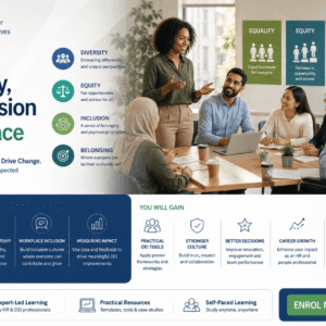 Diverse workplace team collaborating on inclusion strategy for CIPD Diversity Inclusion and equity training course