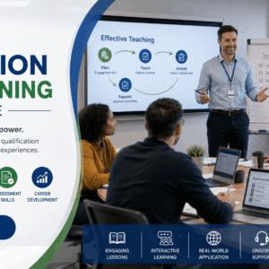 Education and Training Course showing a professional trainer delivering an engaging lesson in a modern classroom