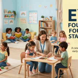 Early years classroom showing EYFS Foundation Stage learning with children engaged in play-based development activities